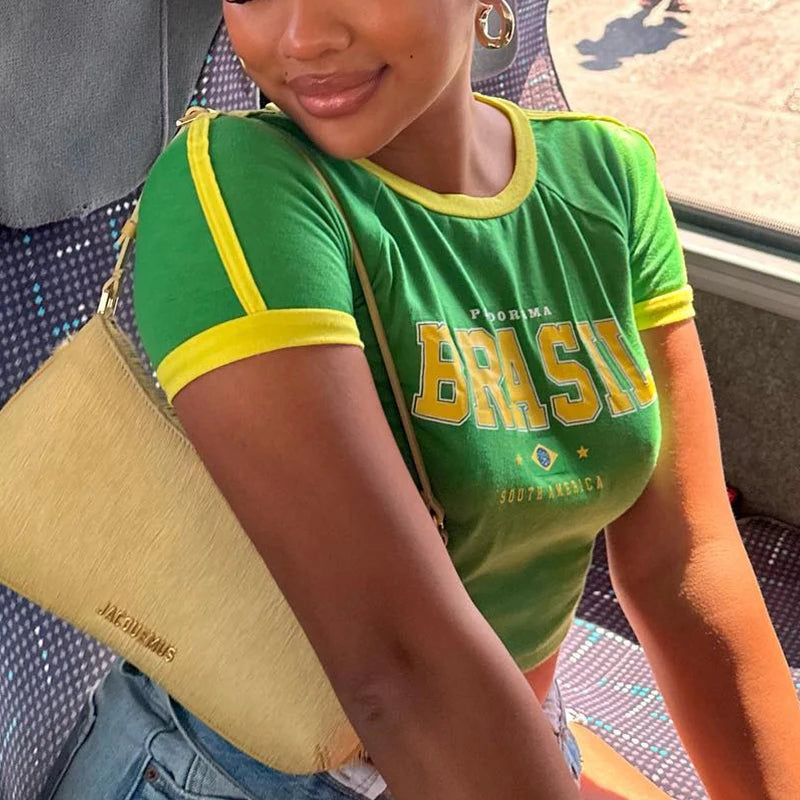 Brasil Short Sleeve Crop Top