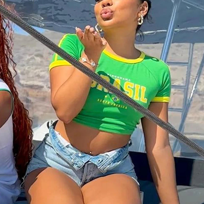 Brasil Short Sleeve Crop Top