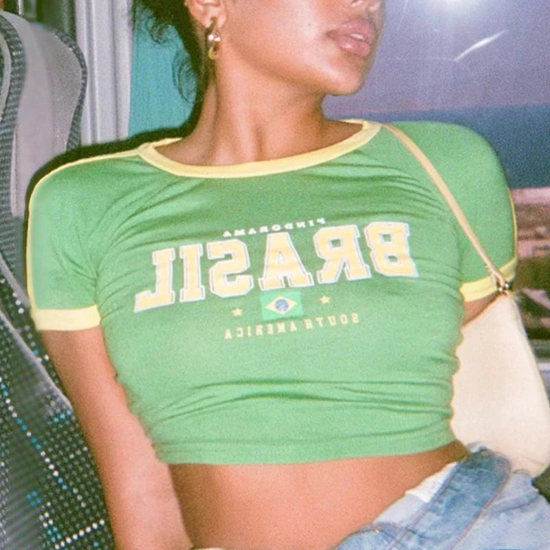 Brasil Short Sleeve Crop Top